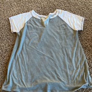 Green and off white top v neck